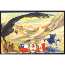 PATRIOTICA ANTIGUA TARJETA POSTAL CENTENARIO SAN MARTIN